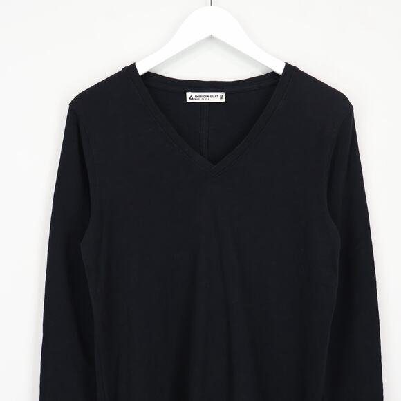 American Giant Womens Premium Slub Long Sleeve V Neck Tee Black Medium NWOT - Picture 2 of 6